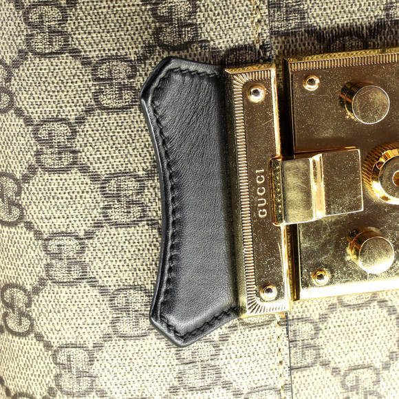 Gucci Small Padlock Bamboo Shoulder Bag GG Coated Canvas - Picture 6 of 8